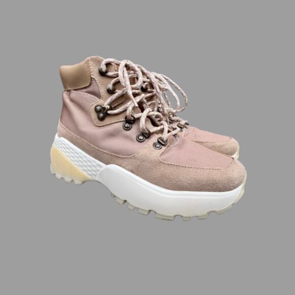 Steve Madden Stampede Sneaker Boots Size 7 Tan Cream Chunky - Picture 3 of 14